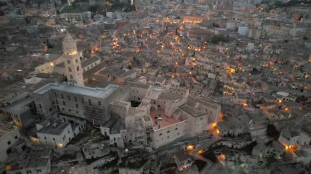 Vídeo Aéreo Ciudad Matera Basilicata Sur Italia Matera Está Catalogada — Vídeo de stock