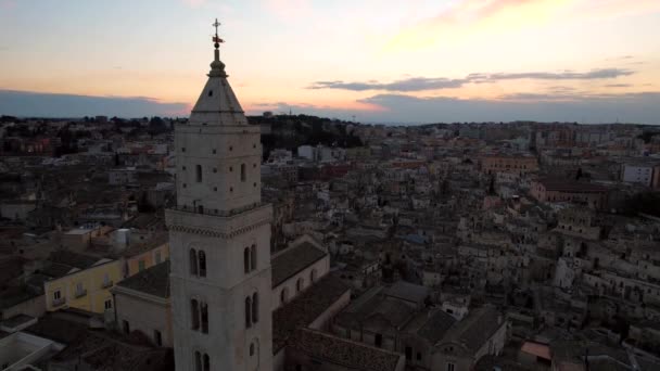 Légi Felvétel Dél Olaszországi Basilicata Matera Templomról Matera Szerepel Unesco — Stock videók