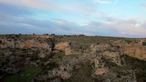 Matera Vadisi Nin Güney Talya Basilicata Daki Klibi Matera Unesco — Stok video