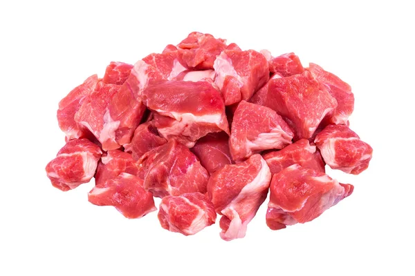 Färskt Rått Kött Och Nötkött Vit Bakgrund — Stockfoto
