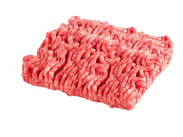 Rauw Gehakt Vlees Geïsoleerd Witte Achtergrond — Stockfoto