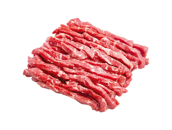 Carne Manzo Cruda Tagliata Isolata Sfondo Bianco Oggetto Design Agricoltura — Foto Stock