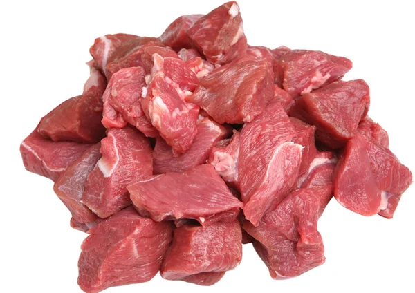 Carne Crua Fresca Com Salsa Isolada Sobre Fundo Branco — Fotografia de Stock