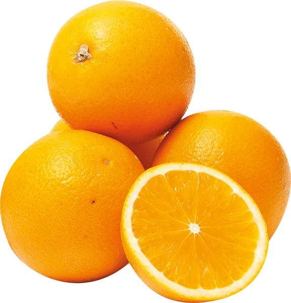 Oranges Mûres Fraîches Isolées Sur Fond Blanc Objet Design Fruits — Photo
