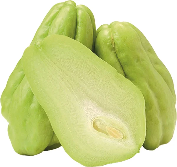 Frisches Grünes Chayote Zucchini Gemüse Auf Weißem Hintergrund Objekt Design — Stockfoto