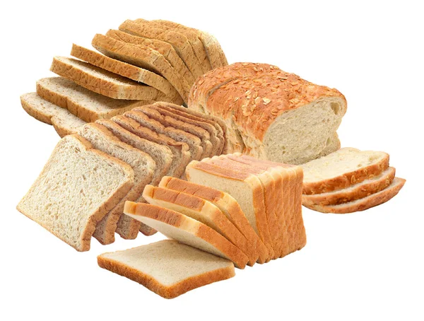 Нарезанный Хлеб Изолированы Белом Фоне Дизайн Объекта Свежие Продукты Питания — стоковое фото