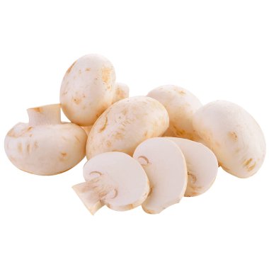 Şampiyon mantarları beyaz arkaplanda izole