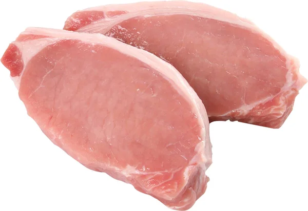 Filete Cerdo Carne Cruda Con Sal Pimienta Aislados Sobre Fondo —  Fotos de Stock