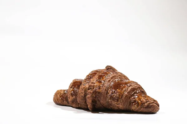 Croissant Chocolate Coffee White Background — Stock Photo, Image