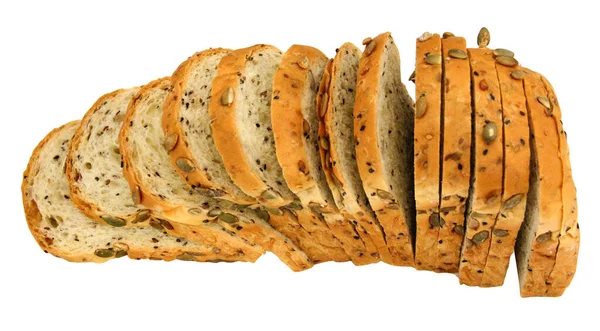 Pão Com Sementes Sésamo Isoladas Sobre Fundo Branco — Fotografia de Stock