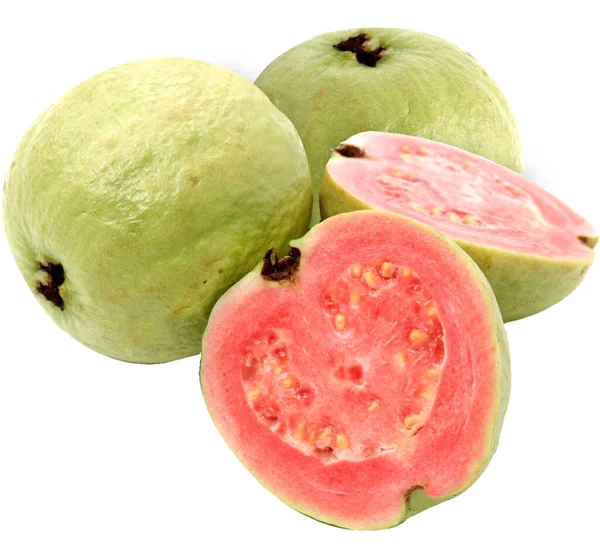 Świeże Dojrzałe Owoce Guava Izolowane Białym Tle Projekt Obiektów Świeże — Zdjęcie stockowe