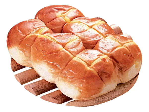 Ακατέργαστο Ψωμί Ψωμί Πατάτας Ξύλινη Πλάκα Αρτοποιίας Απομονωμένη Λευκό Φόντο — Φωτογραφία Αρχείου