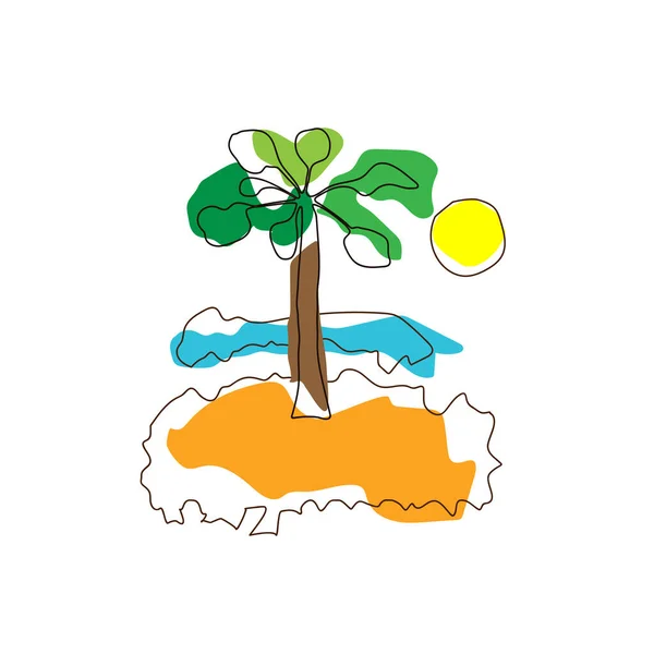 Palm Tree Sea Vector Illustration — Vetor de Stock