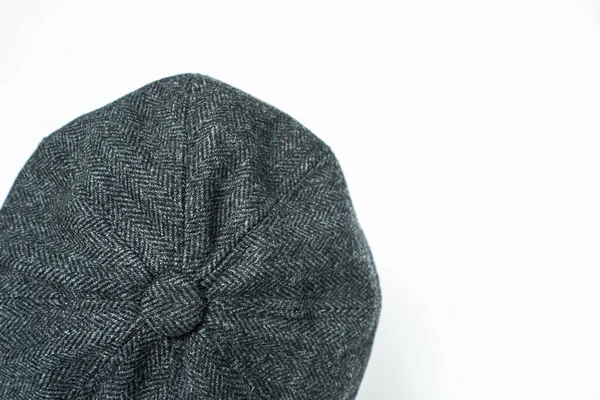 Detail Classic Eight Panel Newsboy Hat Herringbone Tweed Fabric — Foto Stock