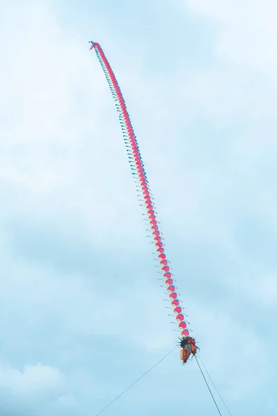 Dragon Kites Fly Sky Parangtritis Beach Yogyakarta Indonesia Evening Sun — Foto Stock