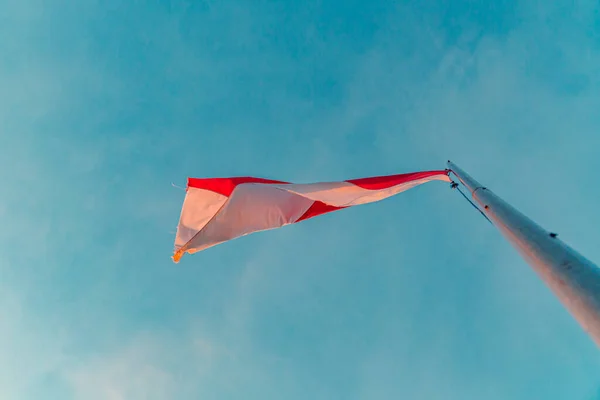 Red White Flag National Flag Indonesian State Which Flying Clear — Foto Stock