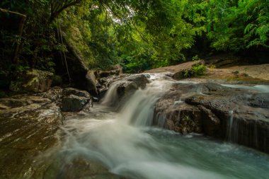 Waterfalls that are still very natural and beautiful in Gunung Kidul, Yogyakarta, Indonesia. has many levels and pools scattered along the river flow