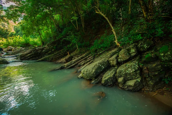 Waterfalls Still Very Natural Beautiful Gunung Kidul Yogyakarta Indonesia Has — Zdjęcie stockowe