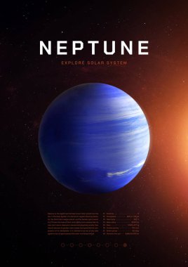 İllüstrasyon posteri. Neptün Gezegeni 3B resim