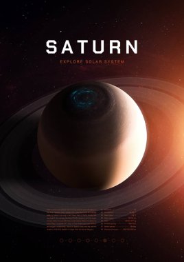 İllüstrasyon posteri. Satürn Gezegeni 3B resim
