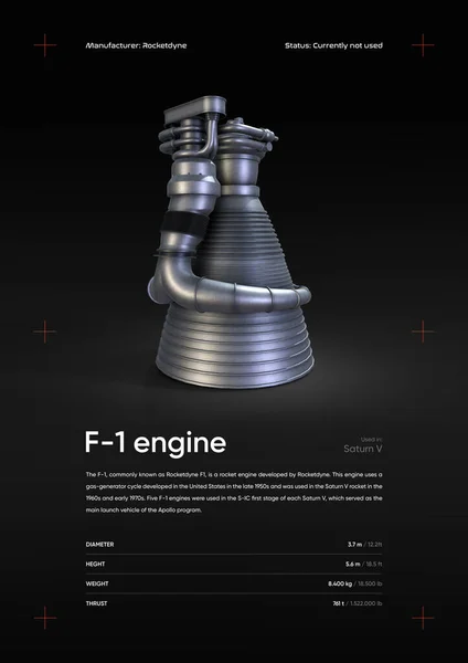 F-1 Roket Motoru 3D illüstrasyon posteri