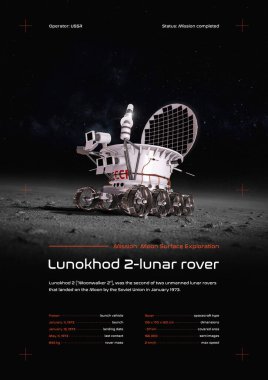 Lunokhod 2 Ay Gezgini 3 boyutlu illüstrasyon posteri