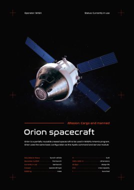 Orion modülü uzay aracı 3D illüstrasyon posteri