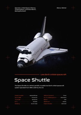 Uzay Mekiği Uzay Aracı 3D illüstrasyon posteri