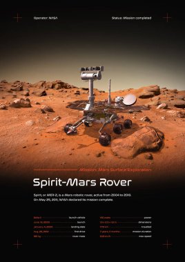 Ruh Mars Gezgini 3 boyutlu illüstrasyon posteri