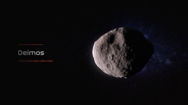 Deimos Mars Ay 3D illüstrasyon posteri