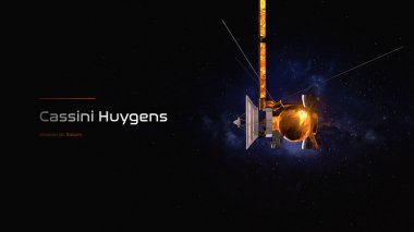 Cassini uzay sondası 3D illüstrasyon posteri
