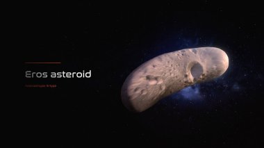 Eros asteroid 3D illüstrasyon posteri