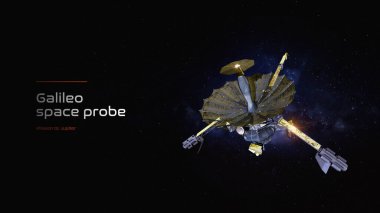 Galileo uzay sondası 3D illüstrasyon posteri