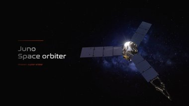 Juno uzay sondası 3D illüstrasyon posteri