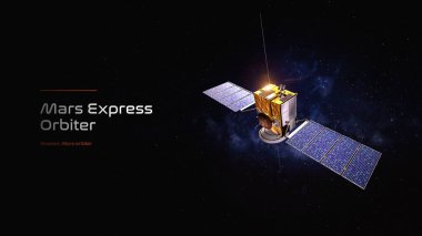 Mars Express uzay sondası 3D illüstrasyon posteri