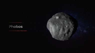 Phobos Mars Ay 3D illüstrasyon posteri