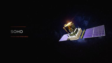 Soho uzay sondası 3D illüstrasyon posteri
