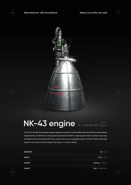 NK-43 Roket motoru 3D illüstrasyon posteri