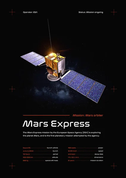 火星エクスプレス宇宙探査3Dイラストポスター — ストック写真