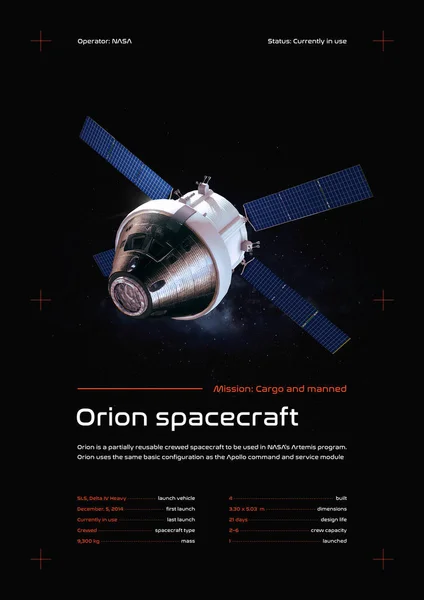 オリオンモジュール宇宙船3Dイラストポスター — ストック写真