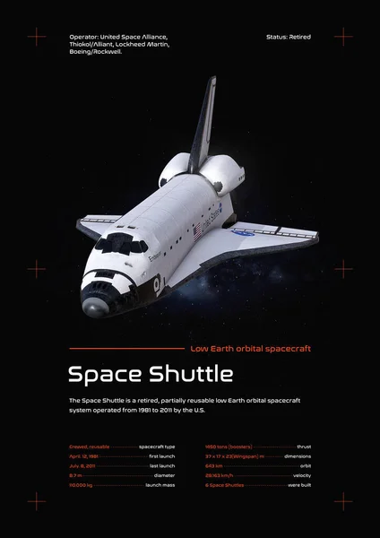 Uzay Mekiği Uzay Aracı 3D illüstrasyon posteri