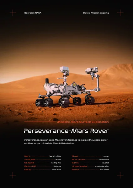 耐久性火星探査機3Dイラストポスター — ストック写真