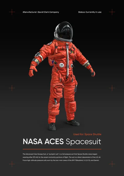 NASA ACES uzay giysisi 3D illüstrasyon posteri