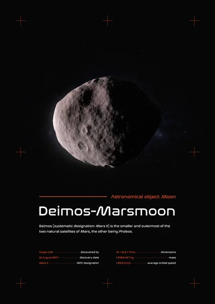 Deimos Mars moon 3D illustration poster