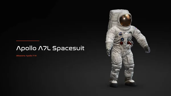 Apollo A7L uzay giysisi 3D illüstrasyon posteri