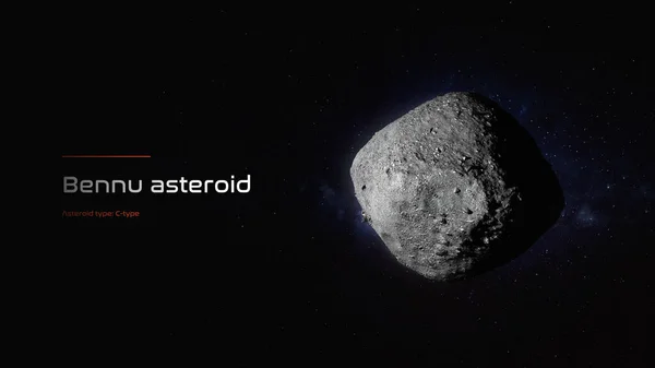 Bennu asteroid 3D illüstrasyon posteri