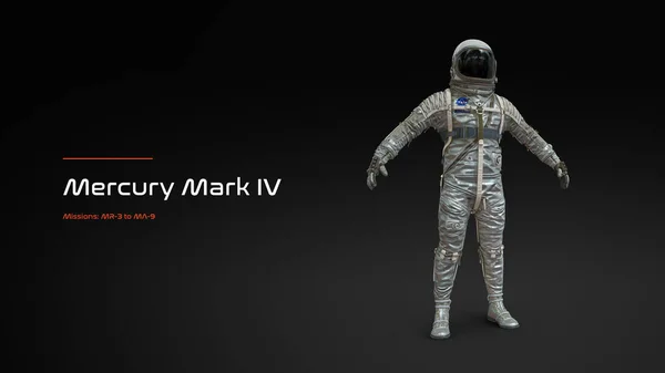 Mercury Mark IV uzay giysisi 3D illüstrasyon posteri