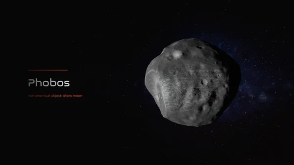 Phobos Mars moon 3D illustration poster