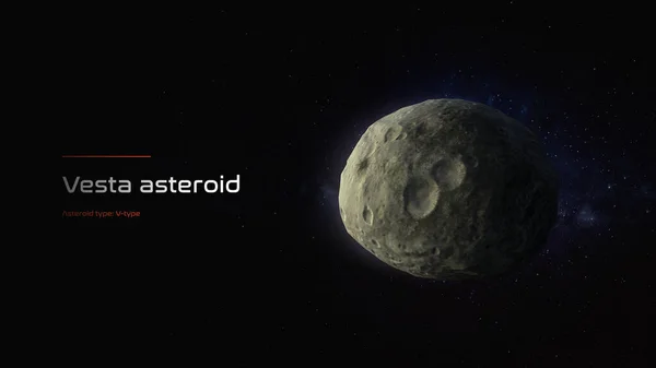 Vesta asteroid 3D illüstrasyon posteri