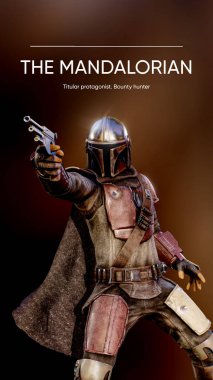 Mandalorian 'lı. 3 Boyutlu illüstrasyon gözleyici.